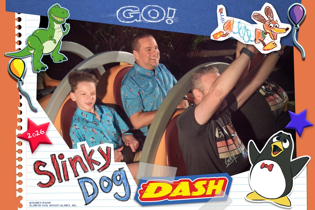 Slinky Dog Dash with matching Mickey shirts