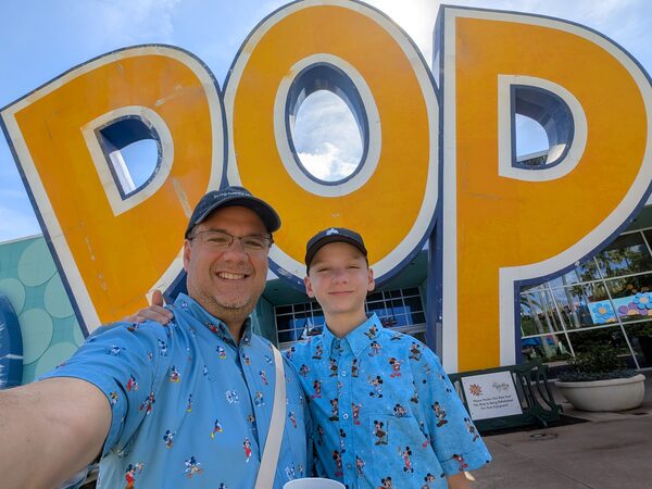 POP Century resort sign selfie